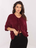 Sweter damski, oversize, bordowy, Italy Moda