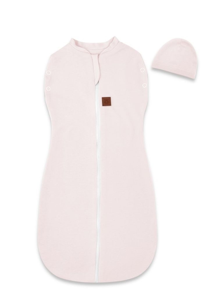 MimiNu, Soft, Teddy, komplet:  śpiworek + czapeczka, pudrowy róż, TOG 0.5, 0-3 m