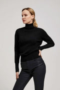 Sweter damski, czarny, Moodo