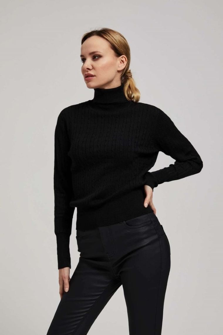 Sweter damski, czarny, Moodo