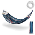 Tadar, zestaw:  hamak, paski niebieskie, 200x150 cm + 2 liny 300 cm + torba