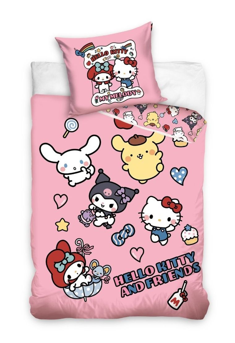 Hello Kitty, 2-częściowy komplet pościeli bawełnianej, 160x200 cm