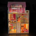 Enero Toys, drewniany domek dla lalek, LED, zestaw z lalkami i akcesoriami, XXXL