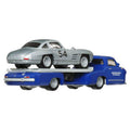 Hot Wheels, 50. rocznica, Mercedes-Benz 300 SL & '55 Mercedes-Benz Blaues Wunder, pojazdy transportowe Premium, skala 1: 64, HRV48