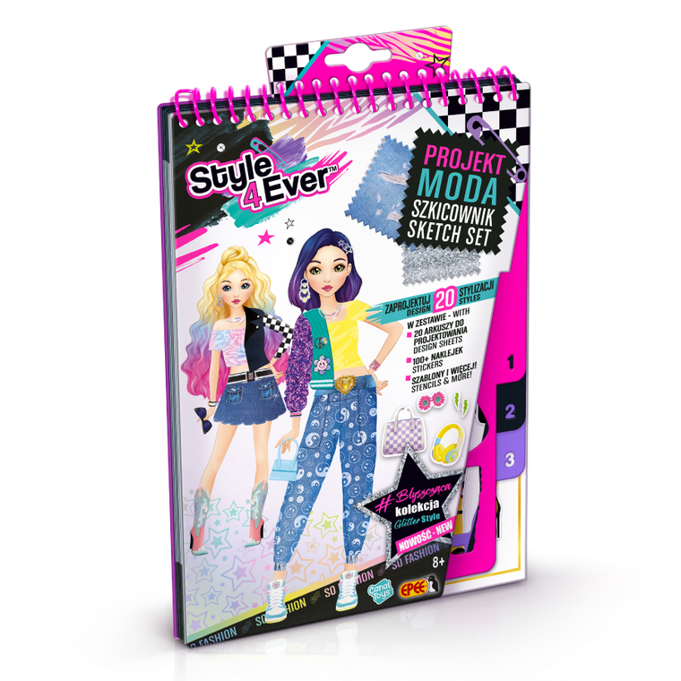 Style4Ever, Projekt Moda, Szkicownik, zestaw kreatywny z naklejkami