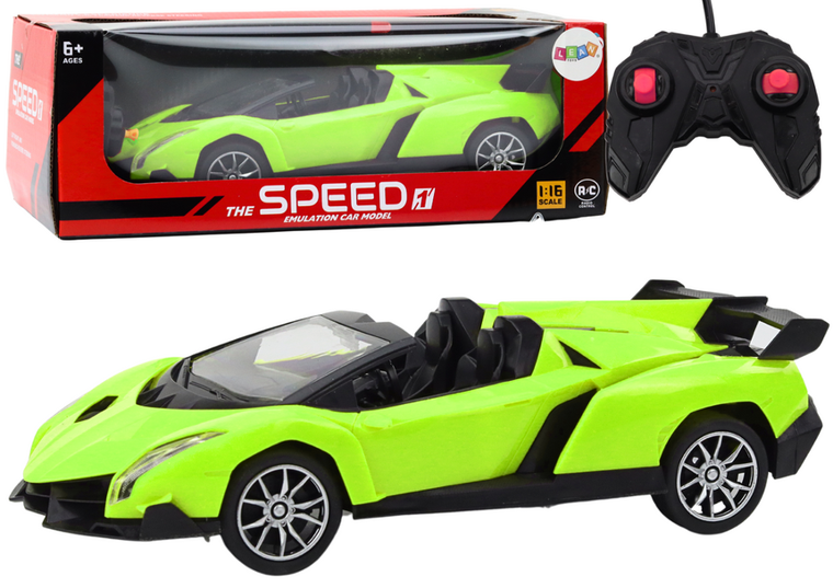 Lean Toys, samochód sportowy, pojazd zdalnie sterowany, 1: 18, zielony