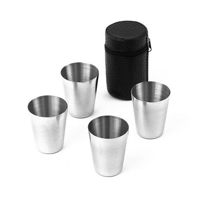 Orion, kieliszki stalowe z pokrowcem, 30 ml, 4 szt.