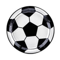 PartyDeco, Football Party, talerzyki papierowe, piłka nożna, biało-czarne, 18 cm, 6 szt.