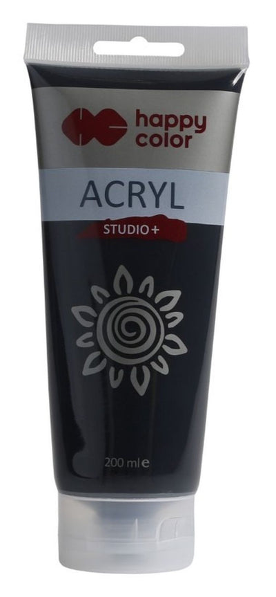 Happy Color, Studio, farba akrylowa, 200 ml, czarny lampowy