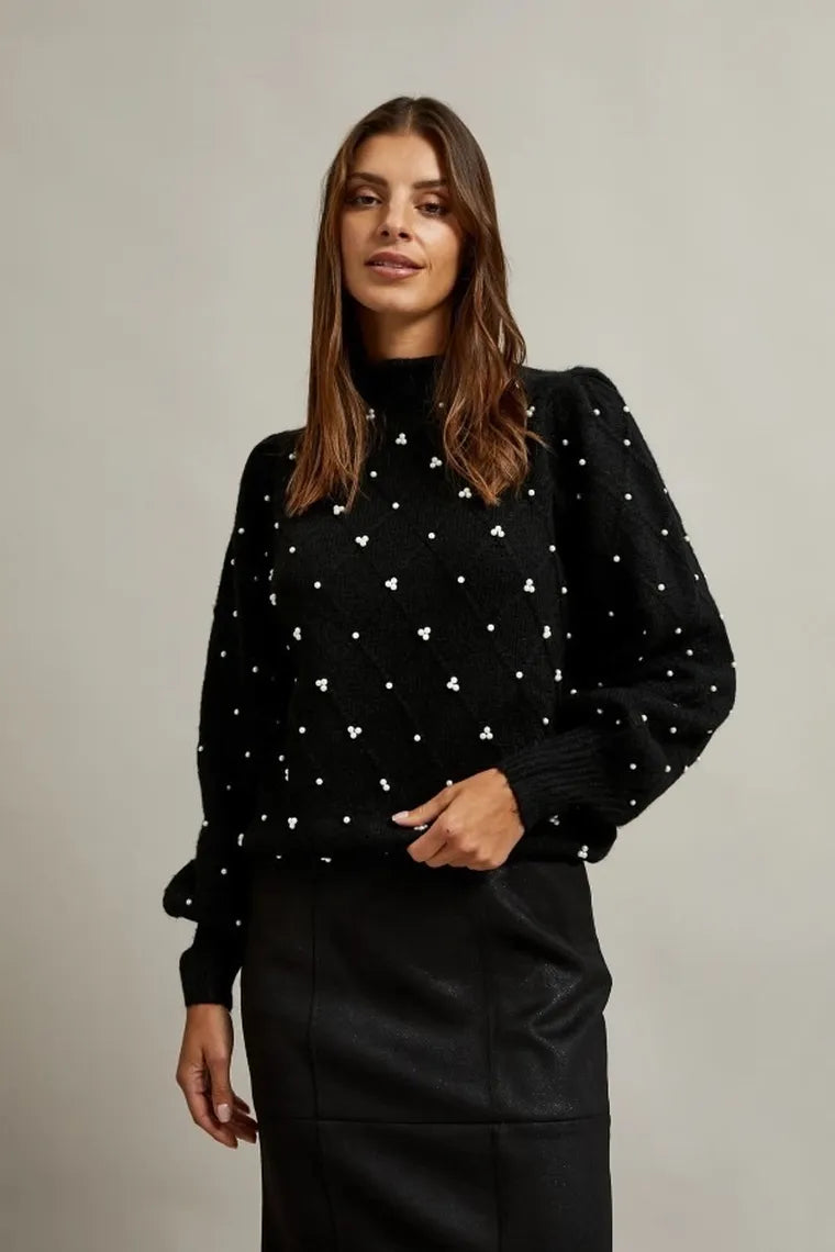 Sweter damski, czarny, Moodo