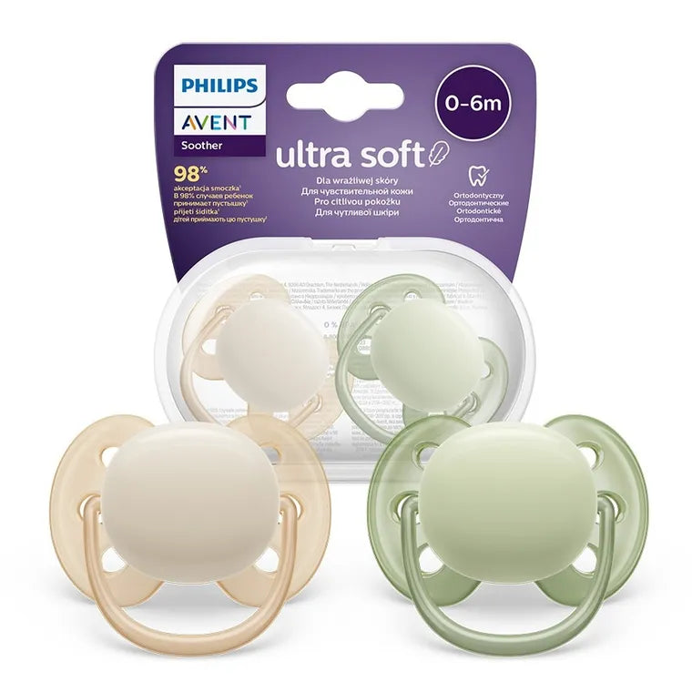 Philips Avent, Ultra Soft, smoczek uspokajający, 0-6m, 2 szt.
