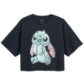 Cool Club, T-shirt dziewczęcy, crop top, granatowy, Lilo i Stitch