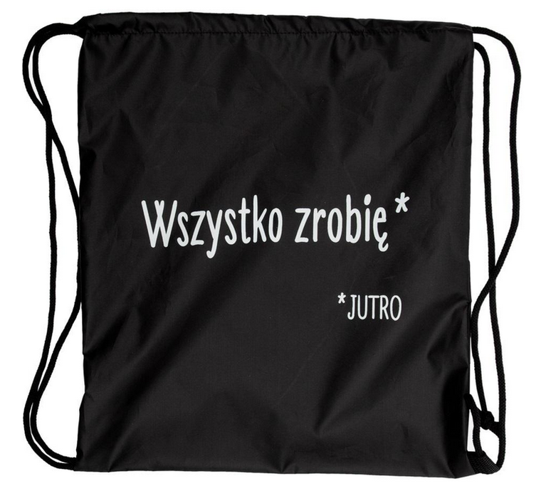 Pajacyk, worek sportowy, Wszystko zrobię jutro, czarny