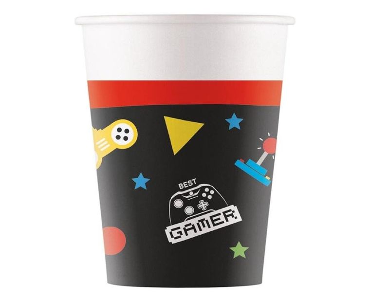 GoDan, kubeczki papierowe, Gaming Party, 200 ml, 8 szt.