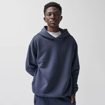Granatowa bluza basic z kapturem oversize NOWEAR