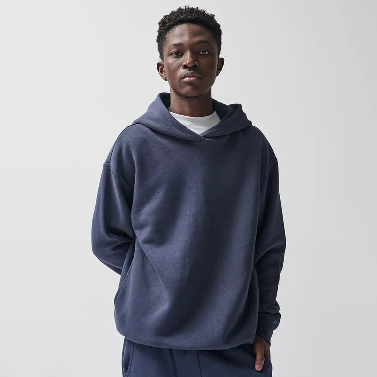 Granatowa bluza basic z kapturem oversize NOWEAR