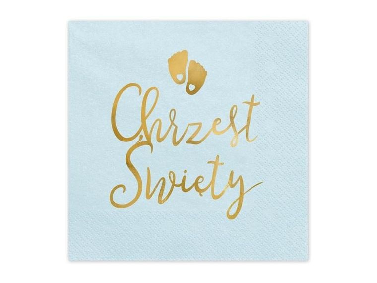 Partydeco, serwetki papierowe, Chrzest, jasny niebieski, 33x33 cm, 12 szt.