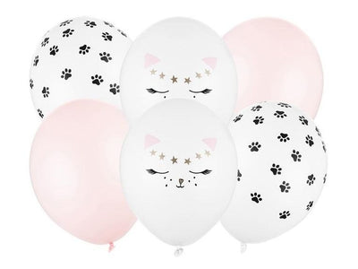 PartyDeco, balony 30 cm, Kotek, mix, 6 szt.
