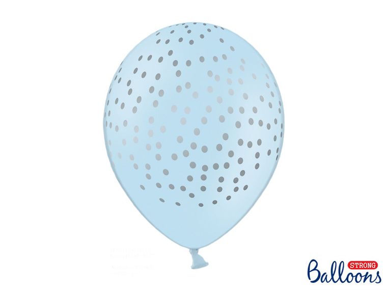 PartyDeco, balony lateksowe, kropki, jasny niebieski, 30 cm, 6 szt.
