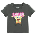 Cool Club, T-shirt dziewczęcy, crop top, ciemnoszary, SpongeBob