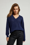 Sweter damski, granatowy, Moodo