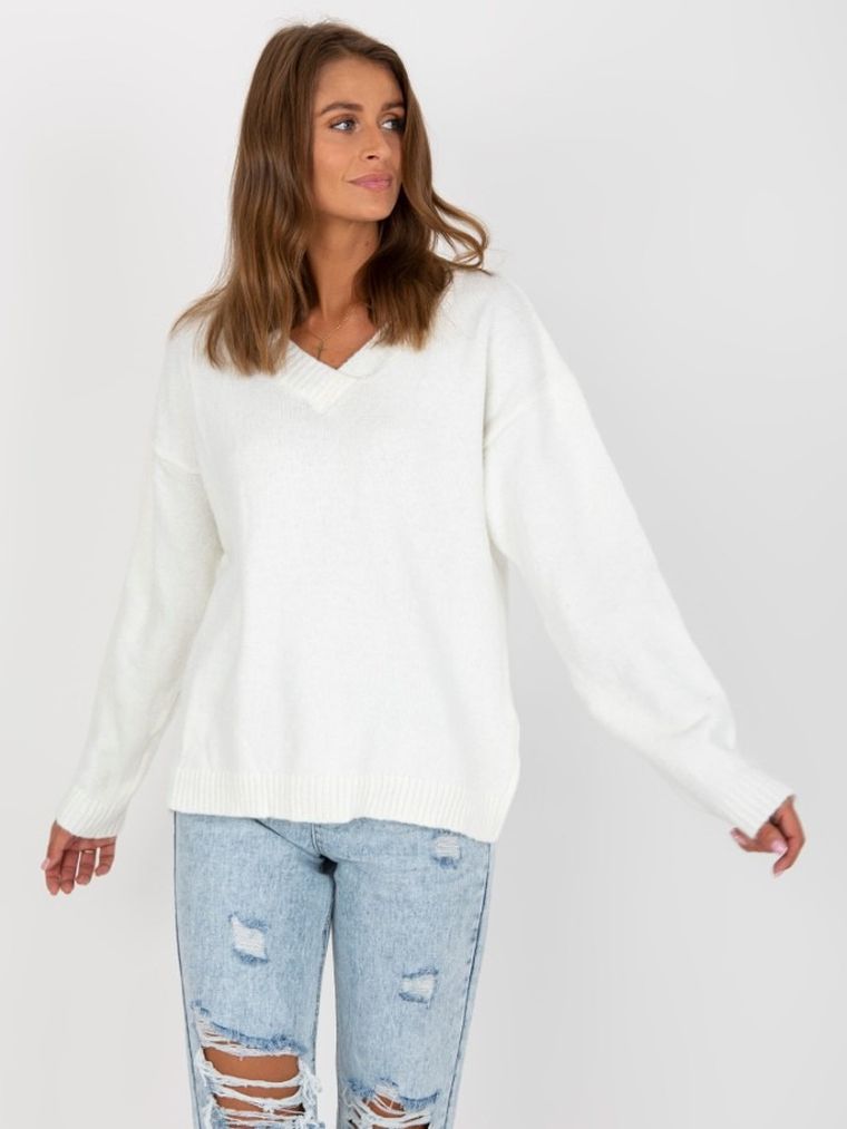 Sweter damski, ecru, Rue Paris