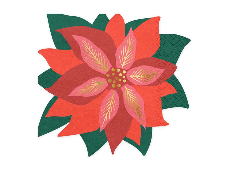 PartyDeco, serwetki, Gwiazda betlejemska, 14.5x15.5 cm, 20 szt.
