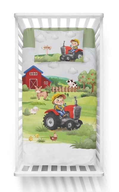 Farma, 2-częściowy komplet pościeli dziecięcej, bambus, czerwony, 90x120 cm