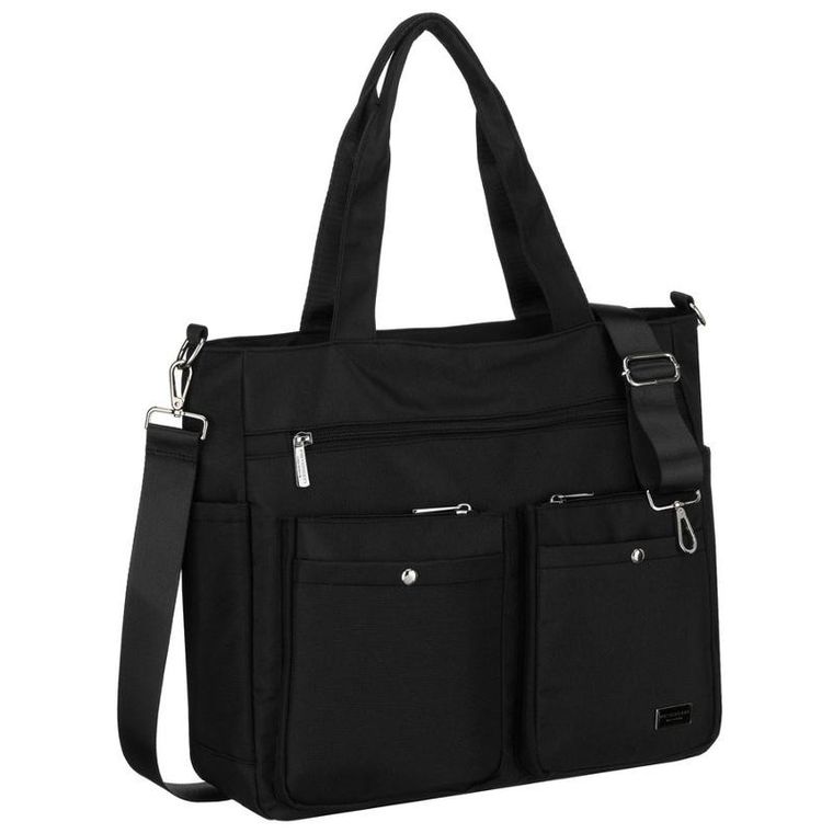 Torebka shopper, na laptopa, czarna, Peterson