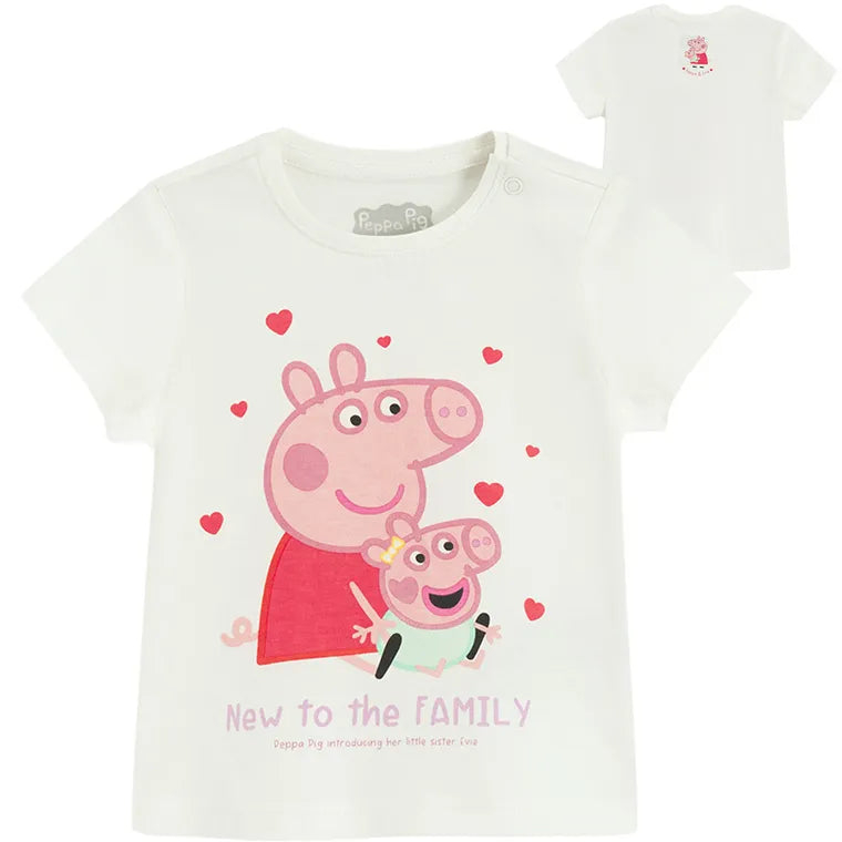 Cool Club, T-shirt dziewczęcy, biały, Świnka Peppa