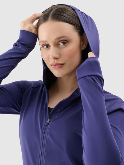Bluza damska z kapturem, rozpinana, granatowa, 4F