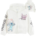 Cool Club, Bluza dziewczęca z kapturem, rozpinana, crop top, biała, Lilo i Stitch