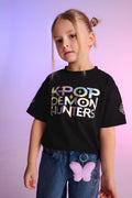 Cool Club, T-shirt dziewczęcy, czarny, K-Pop Demon Hunters