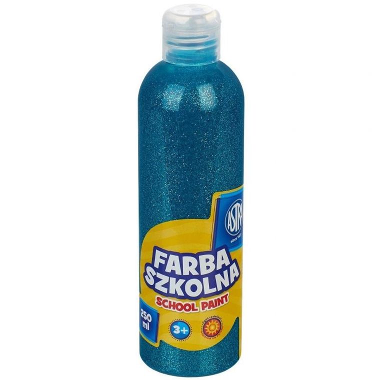 Astra, farba szkolna, naturalna tempera, 250 ml, brokatowa turkusowa