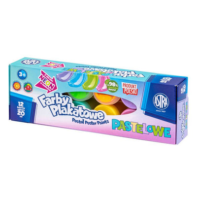 Astra, farby plakatowe, pastelowe, 12x20 ml