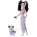 Barbie, Jednakowa stylizacja, lalka i piesek, Kwiatki
