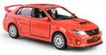 Daffi, RMZ City, Subaru WRX STI 2010, pojazd, model metalowy, czerwony, 1: 36