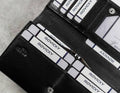 Skórzany, damski portfel na zatrzask z systemem RFID, Cavaldi