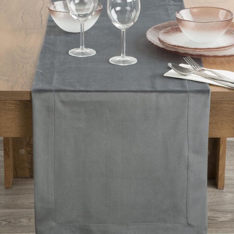 Eurofirany, obrus Melinda, 40x140 cm, stalowy