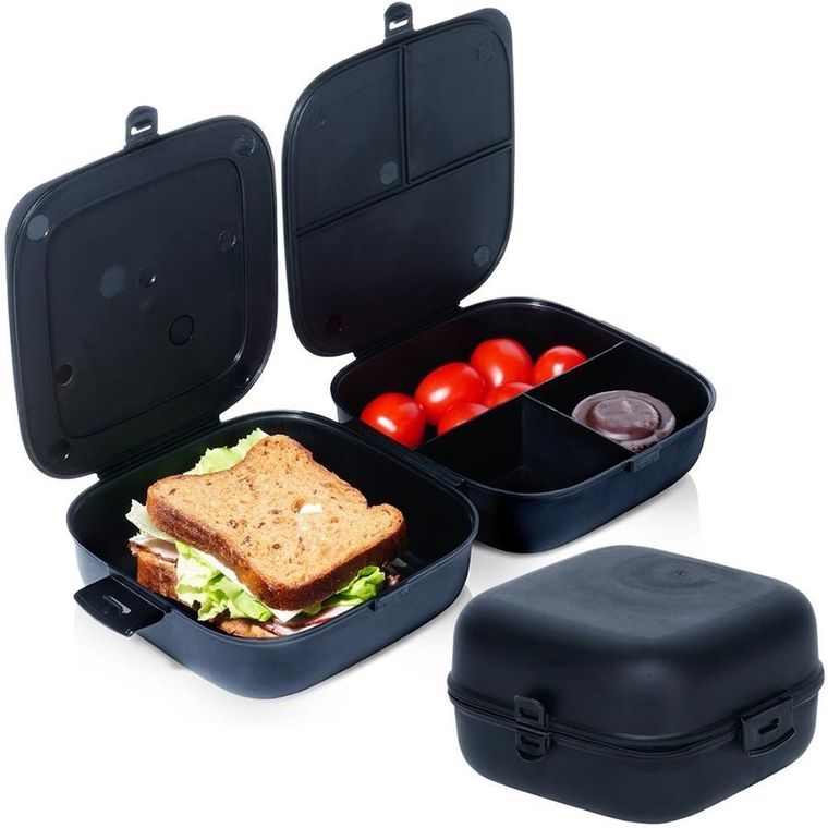 Vilde, lunchbox dzielony, czarny, 2x700 ml