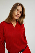 Sweter damski, czerwony, Moodo