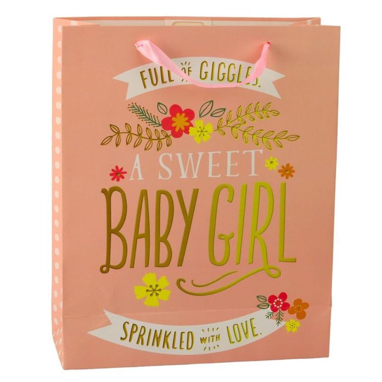 Lean Toys, torba prezentowa na narodziny, baby shower dla dziewczynki, 32x26x12 cm, 1 szt.