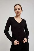 Sweter damski, czarny, Moodo