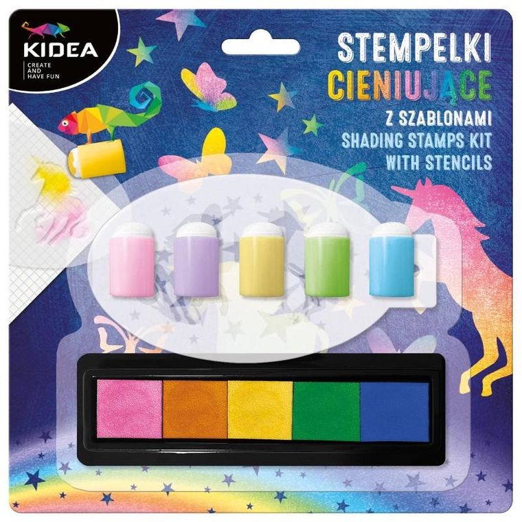Kidea, stempelki cieniujące z szablonami, 5 kolorów