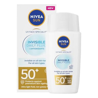 Nivea, Sun Invisible Daily, fluid do twarzy SPF50+, 40 ml