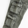 Regulowane szare jeansy wide leg cargo Cool Club