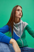 Bluza damska z kapturem, rozpinana, mix, Moodo