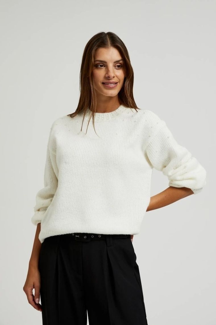 Sweter damski, biały, Moodo